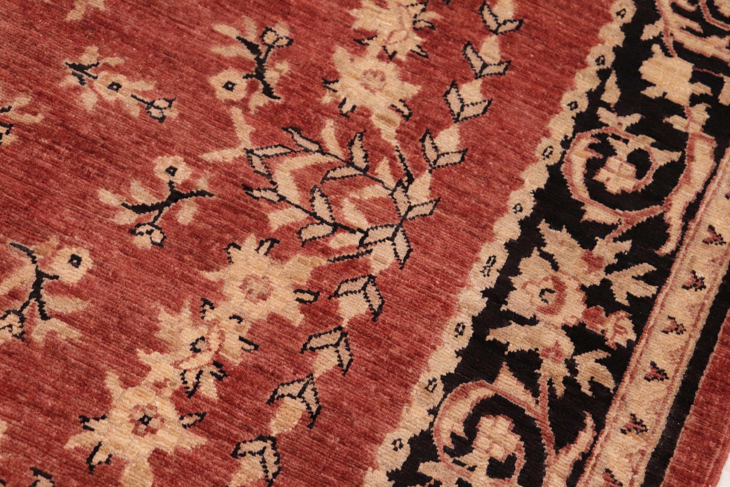 handmade Transitional Kafkaz Red Black Hand Knotted RECTANGLE 100% WOOL area rug 6' x 9'