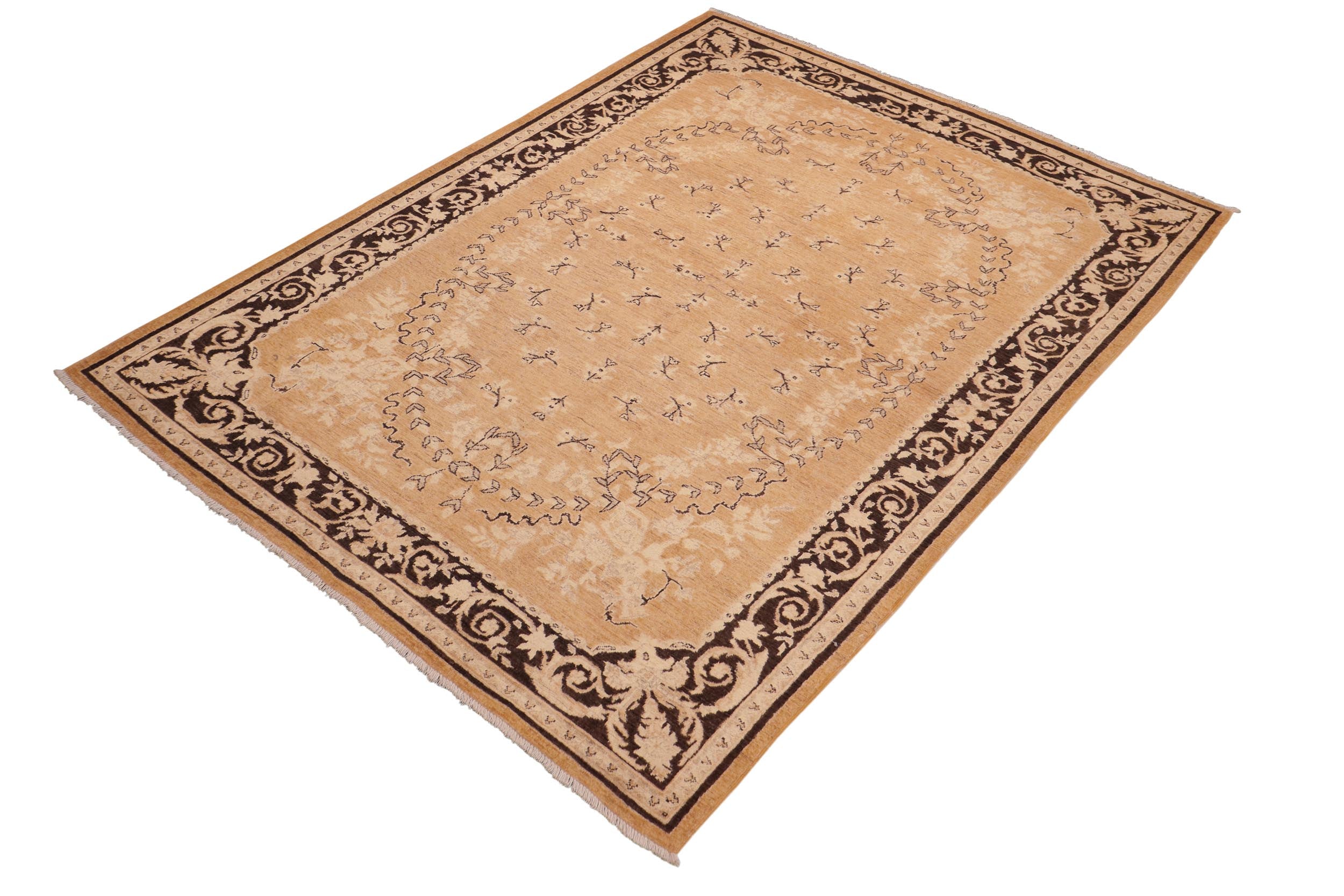 handmade Transitional Kafkaz Rose Charcoal Hand Knotted RECTANGLE 100% WOOL area rug 6' x 9'