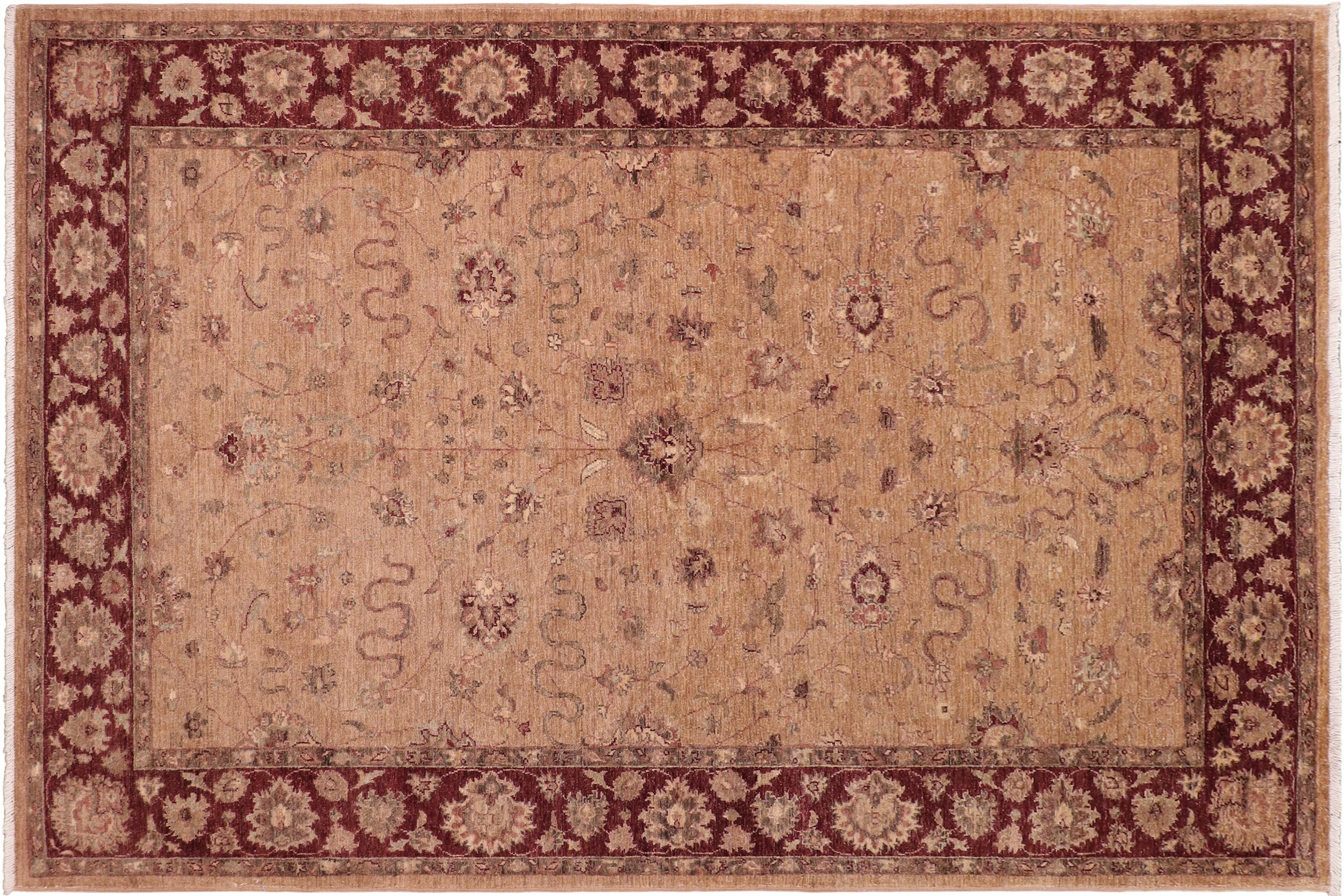 handmade Traditional Kafkaz Tan Red Hand Knotted RECTANGLE 100% WOOL area rug 6x9