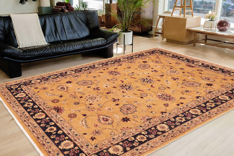 handmade Traditional Kafkaz Gold Blue Hand Knotted RECTANGLE 100% WOOL area rug 6x9
