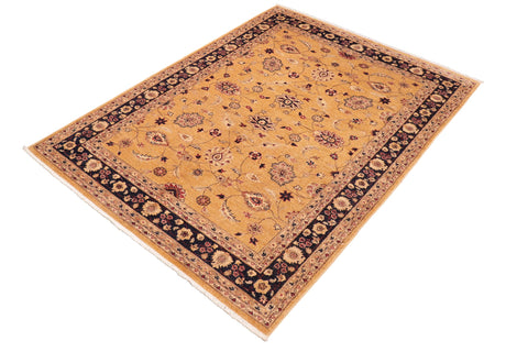 handmade Traditional Kafkaz Gold Blue Hand Knotted RECTANGLE 100% WOOL area rug 6x9