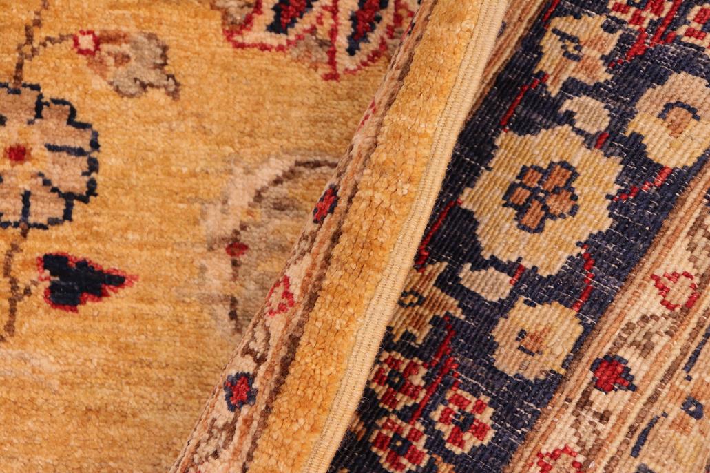 handmade Traditional Kafkaz Gold Blue Hand Knotted RECTANGLE 100% WOOL area rug 6 x 9