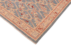 handmade Transitional Kafkaz Blue Tan Hand Knotted RECTANGLE 100% WOOL area rug 6 x 9