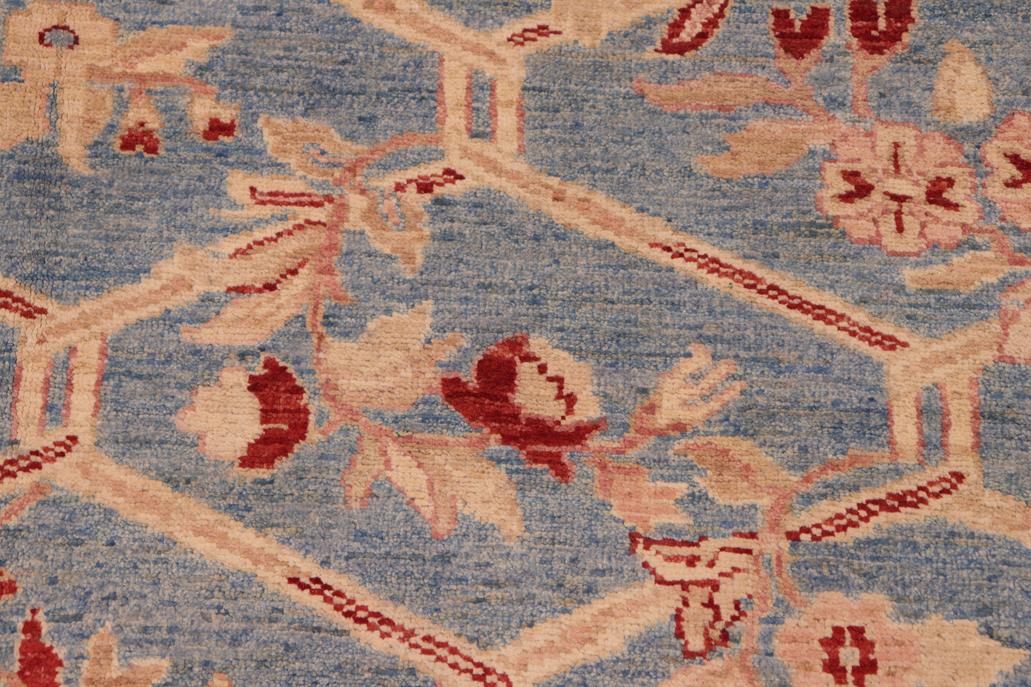 handmade Transitional Kafkaz Blue Tan Hand Knotted RECTANGLE 100% WOOL area rug 6 x 9