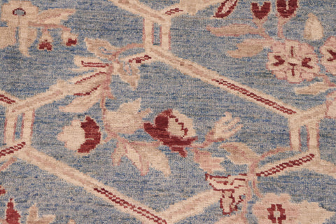 handmade Transitional Kafkaz Blue Tan Hand Knotted RECTANGLE 100% WOOL area rug 6' x 9'