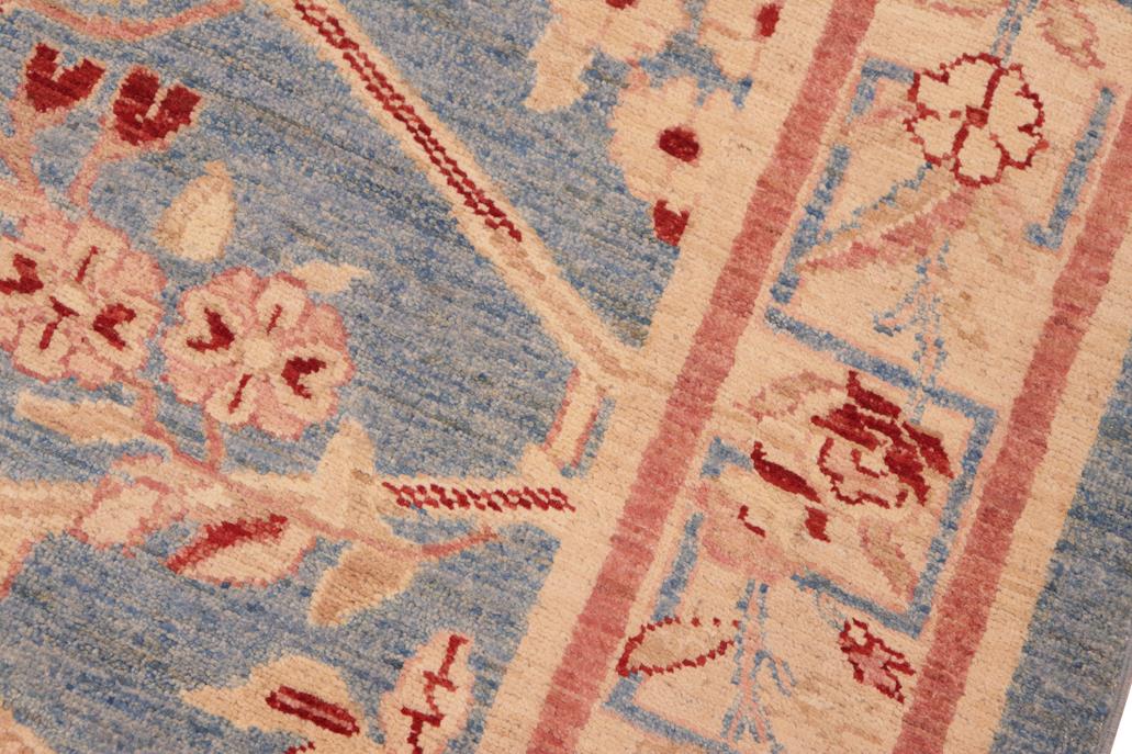 handmade Transitional Kafkaz Blue Tan Hand Knotted RECTANGLE 100% WOOL area rug 6 x 9