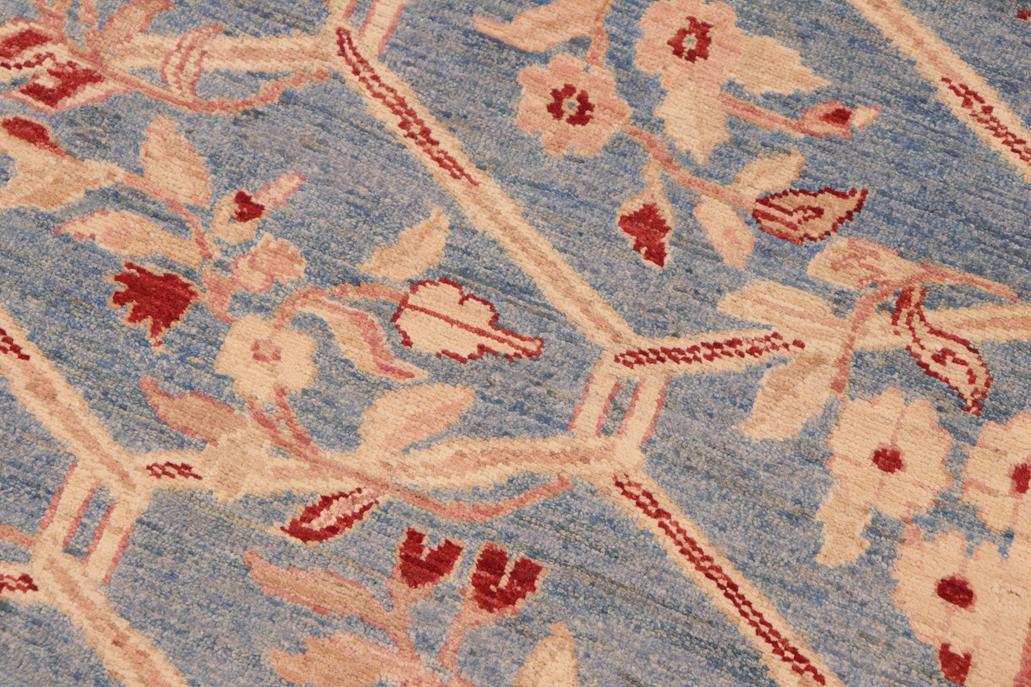 handmade Transitional Kafkaz Blue Tan Hand Knotted RECTANGLE 100% WOOL area rug 6 x 9