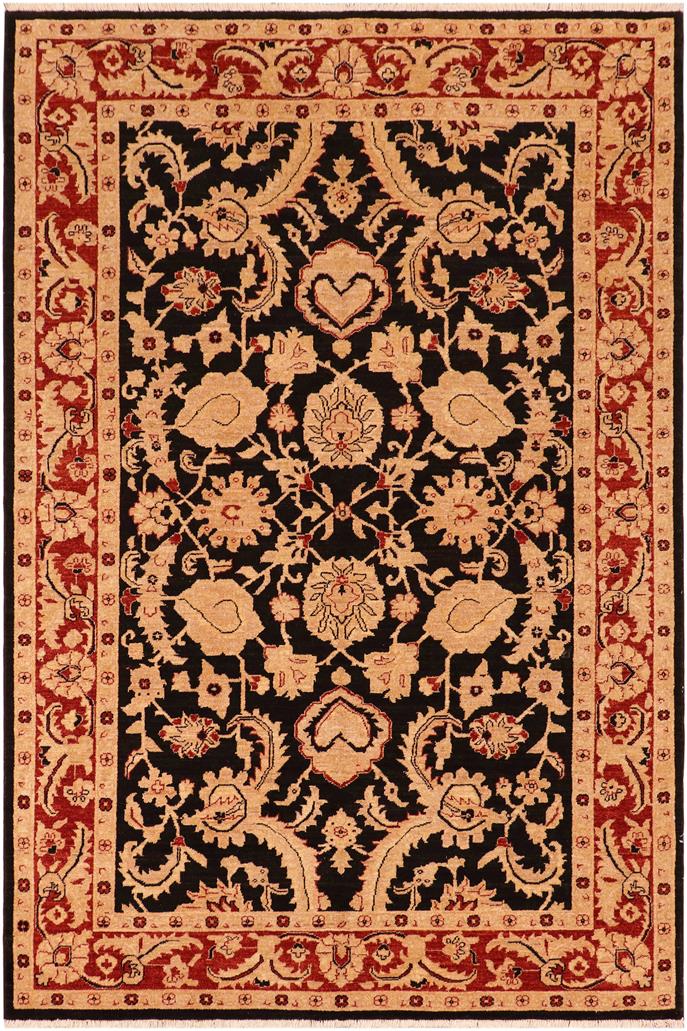 handmade Traditional Kafkaz Black Red Hand Knotted RECTANGLE 100% WOOL area rug 6 x 9