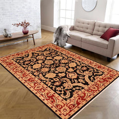 handmade Traditional Kafkaz Black Red Hand Knotted RECTANGLE 100% WOOL area rug 6 x 9