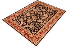 handmade Traditional Kafkaz Black Red Hand Knotted RECTANGLE 100% WOOL area rug 6 x 9