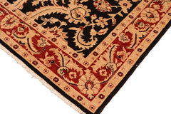 handmade Traditional Kafkaz Black Red Hand Knotted RECTANGLE 100% WOOL area rug 6 x 9