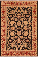 handmade Traditional Kafkaz Black Red Hand Knotted RECTANGLE 100% WOOL area rug 6 x 9