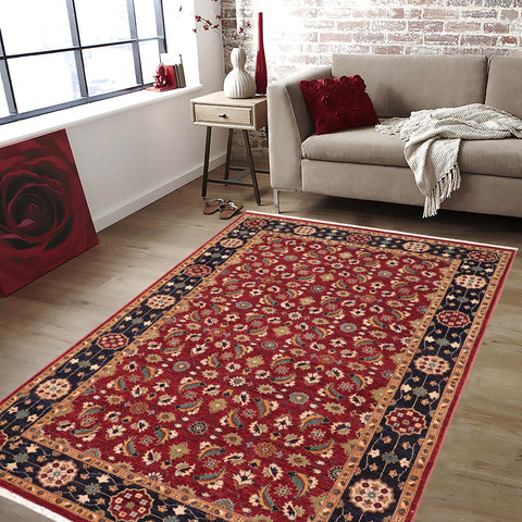handmade Transitional Kafkaz Red Blue Hand Knotted RECTANGLE 100% WOOL area rug 6' x 9'