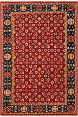 handmade Transitional Kafkaz Red Blue Hand Knotted RECTANGLE 100% WOOL area rug 6 x 9