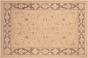 6x8 hand knotted Ziegler wool rug in tan and brown - Chic Ziegler Domenica