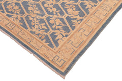 handmade Transitional Kafkaz Blue Tan Hand Knotted RECTANGLE 100% WOOL area rug 6 x 9