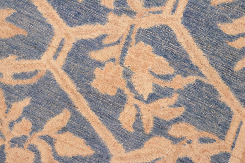 handmade Transitional Kafkaz Blue Tan Hand Knotted RECTANGLE 100% WOOL area rug 6 x 9