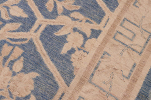 handmade Transitional Kafkaz Blue Tan Hand Knotted RECTANGLE 100% WOOL area rug 6' x 9'