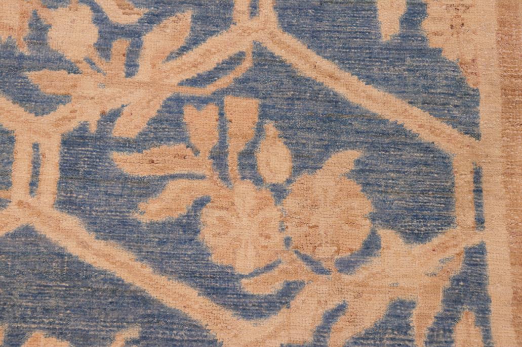 handmade Transitional Kafkaz Blue Tan Hand Knotted RECTANGLE 100% WOOL area rug 6 x 9