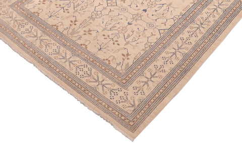 handmade Transitional Kafkaz Tan Blue Hand Knotted RECTANGLE 100% WOOL area rug 6' x 9'