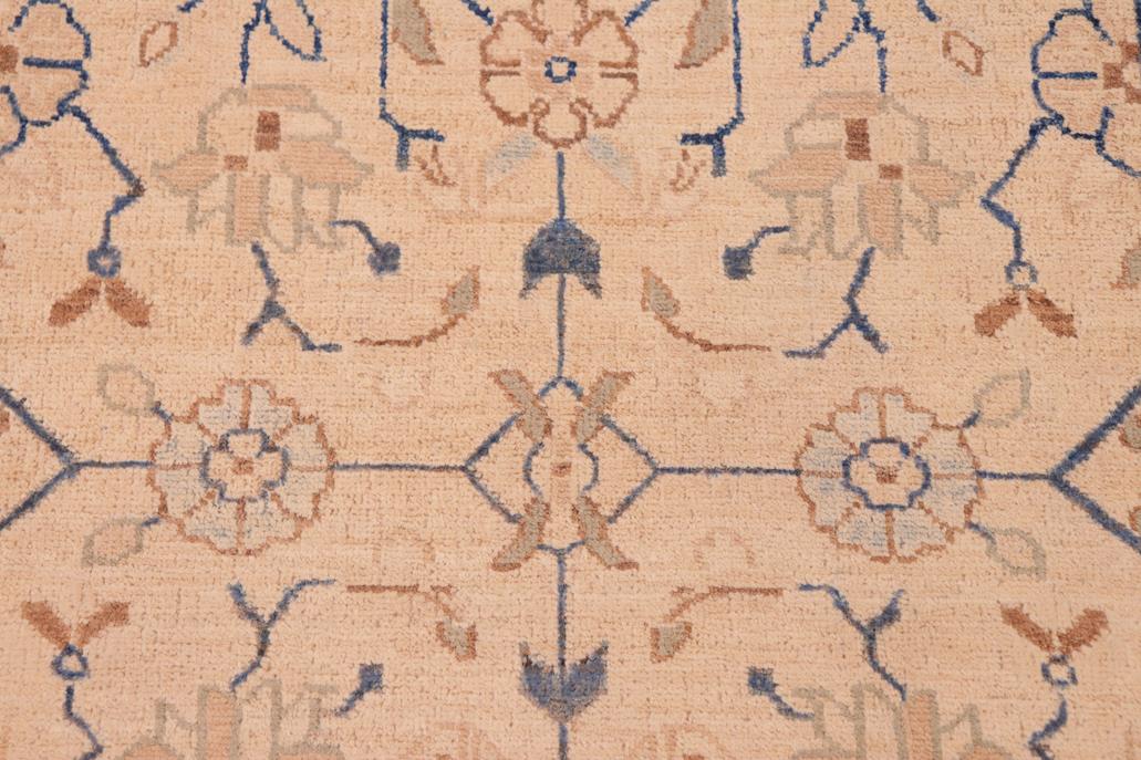 handmade Transitional Kafkaz Tan Blue Hand Knotted RECTANGLE 100% WOOL area rug 6 x 9