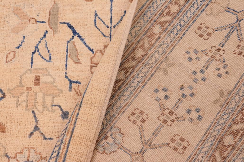 handmade Transitional Kafkaz Tan Blue Hand Knotted RECTANGLE 100% WOOL area rug 6 x 9