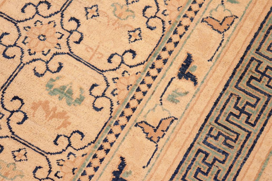 handmade Transitional Kafkaz Beige Green Hand Knotted RECTANGLE 100% WOOL area rug 6 x 9