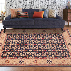 handmade Transitional Kafkaz Blue Tan Hand Knotted RECTANGLE 100% WOOL area rug 6 x 9