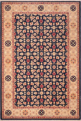 handmade Transitional Kafkaz Blue Tan Hand Knotted RECTANGLE 100% WOOL area rug 6 x 9