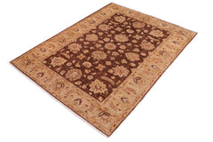 handmade Traditional Kafkaz Brown Tan Hand Knotted RECTANGLE 100% WOOL area rug 6 x 9