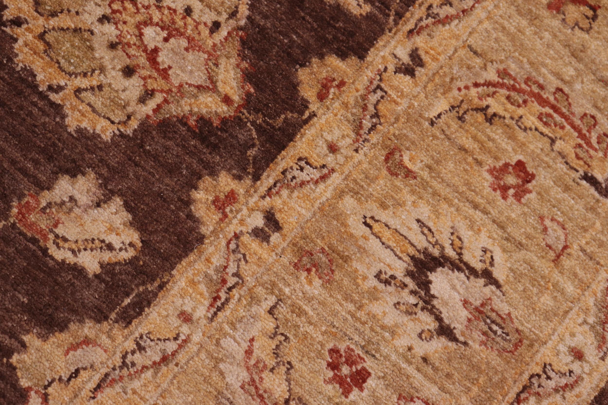 handmade Transitional Kafkaz Brown Tan Hand Knotted RECTANGLE 100% WOOL area rug 6' x 9'