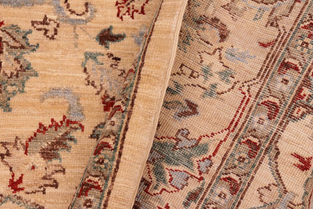 handmade Traditional Kafkaz Tan Blue Hand Knotted RECTANGLE 100% WOOL area rug 6 x 9