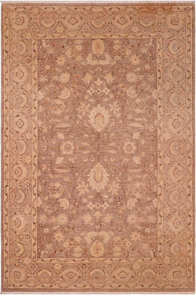handmade Traditional Kafkaz Brown Tan Hand Knotted RECTANGLE 100% WOOL area rug 6 x 9