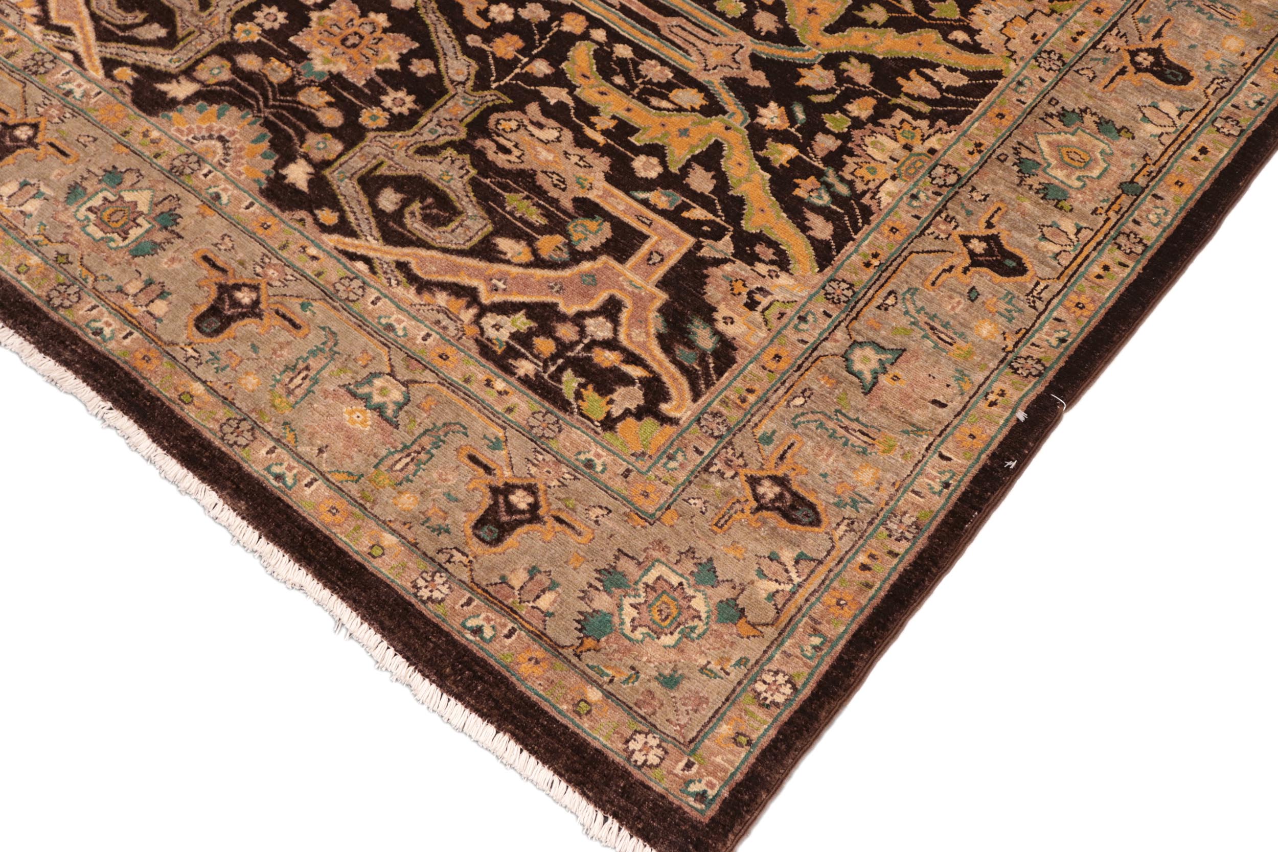 handmade Transitional Kafkaz Brown Gray Hand Knotted RECTANGLE 100% WOOL area rug 6' x 9'