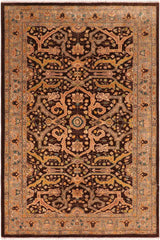 handmade Traditional Kafkaz Brown Gray Hand Knotted RECTANGLE 100% WOOL area rug 6 x 9