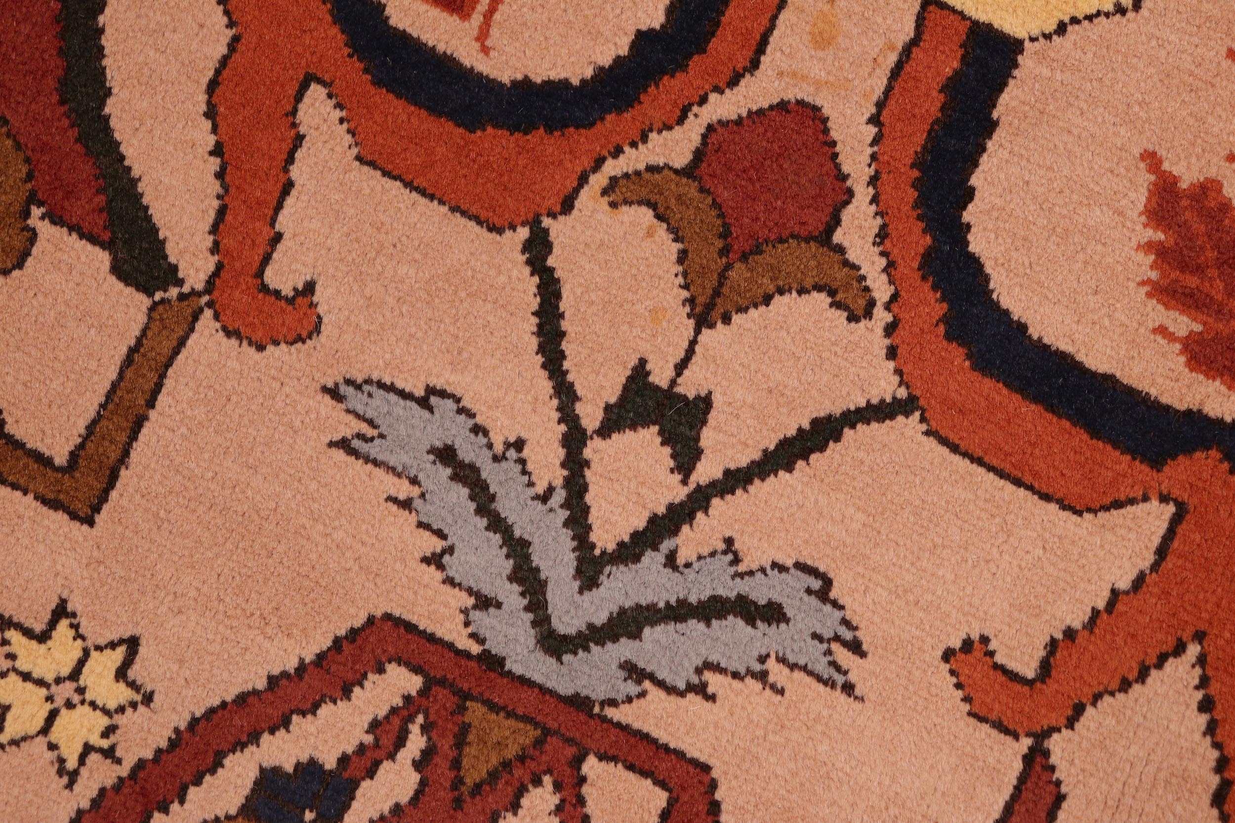 handmade Geometric Kargahi Tan Rust Hand Knotted RECTANGLE 100% WOOL area rug 6' x 9'