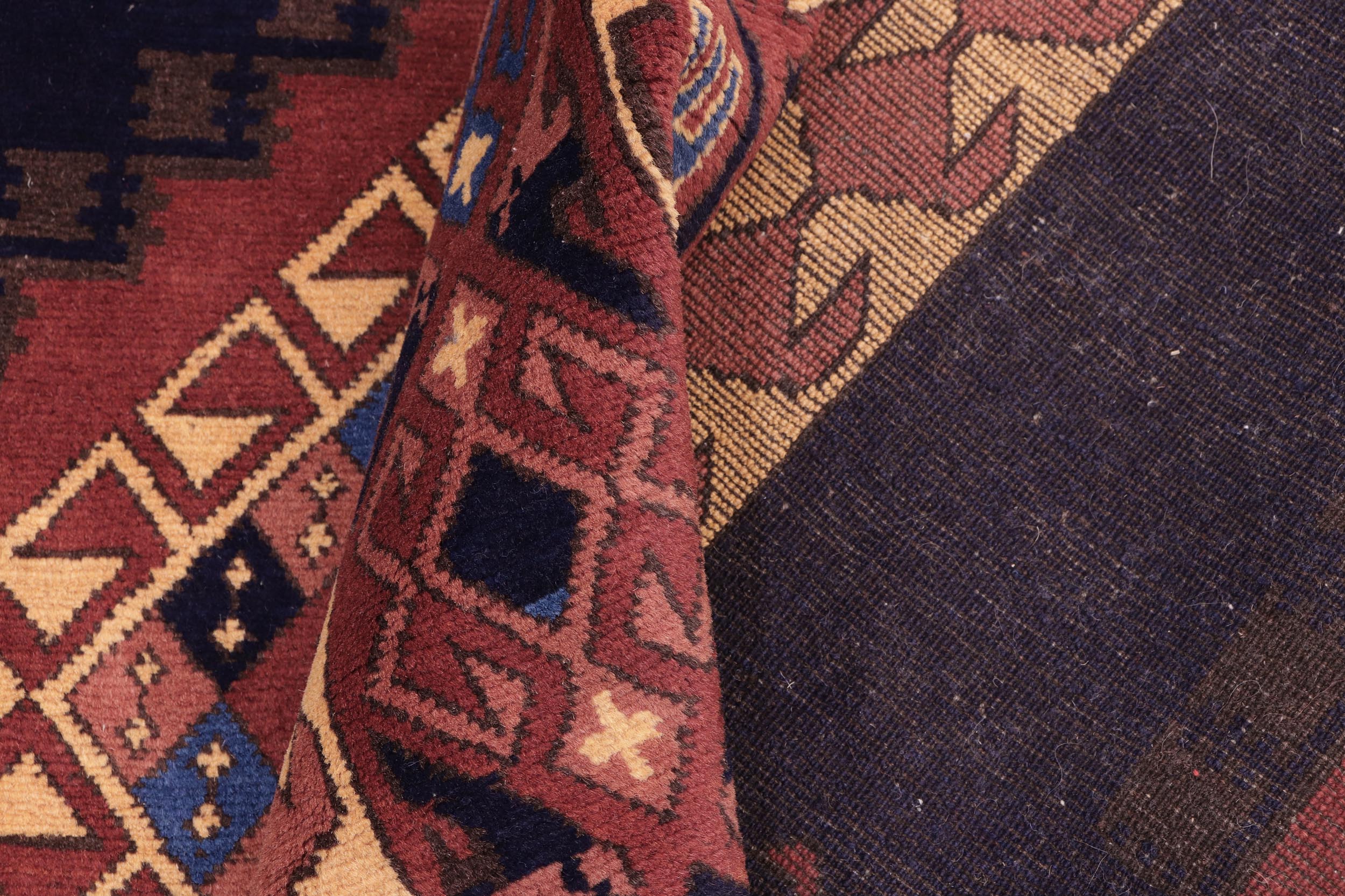 handmade Geometric Kargahi Blue Gold Hand Knotted RECTANGLE 100% WOOL area rug 6x10