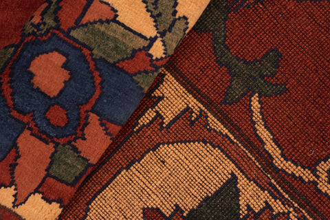 handmade Geometric Kargahi Rust Gold Hand Knotted RECTANGLE 100% WOOL area rug 7x10