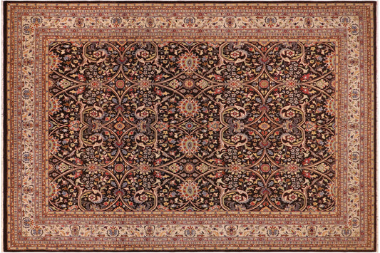 handmade Transitional Kafkaz Brown Tan Hand Knotted RECTANGLE 100% WOOL area rug 9x12