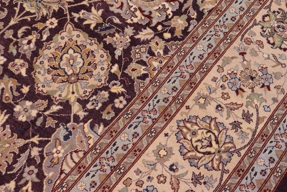 handmade Traditional Design Aubergine Beige Hand Knotted RECTANGLE 100% WOOL area rug 9' x 12'