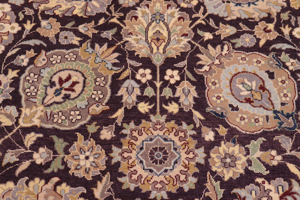 handmade Traditional Design Aubergine Beige Hand Knotted RECTANGLE 100% WOOL area rug 9' x 12'