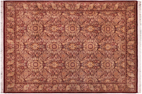 handmade Transitional Dhop Red Red Hand Knotted RECTANGLE 100% WOOL area rug 9x12