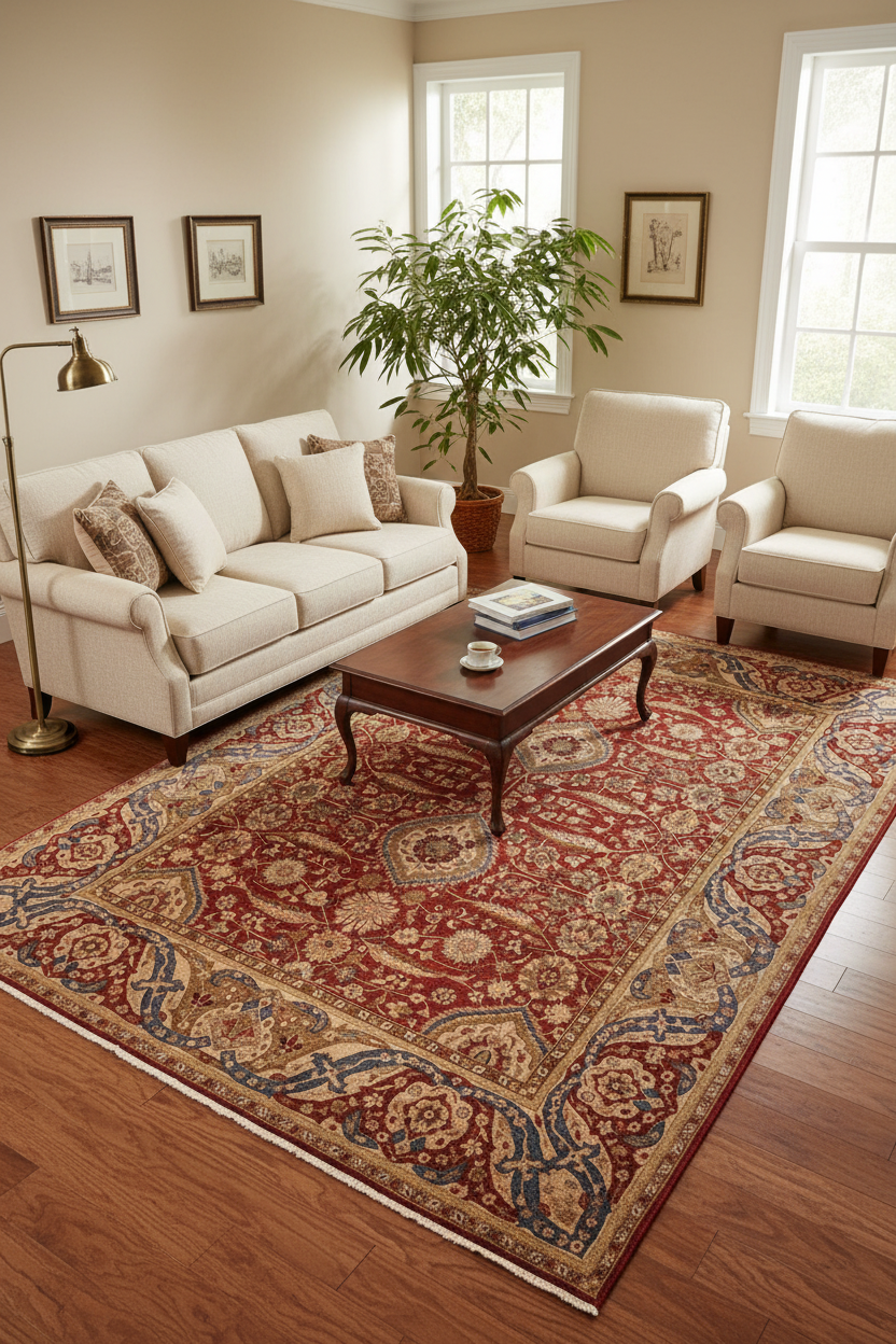 handmade Traditional Lahore Rust Gold Hand Knotted RECTANGLE 100% WOOL area rug 9' x 12'