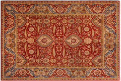 handmade Traditional Lahore Rust Gold Hand Knotted RECTANGLE 100% WOOL area rug 9' x 12'