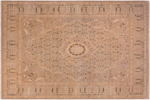 9x12 hand knotted Vegetable Dyed wool rug in taupe and green - Tajdar Isela
