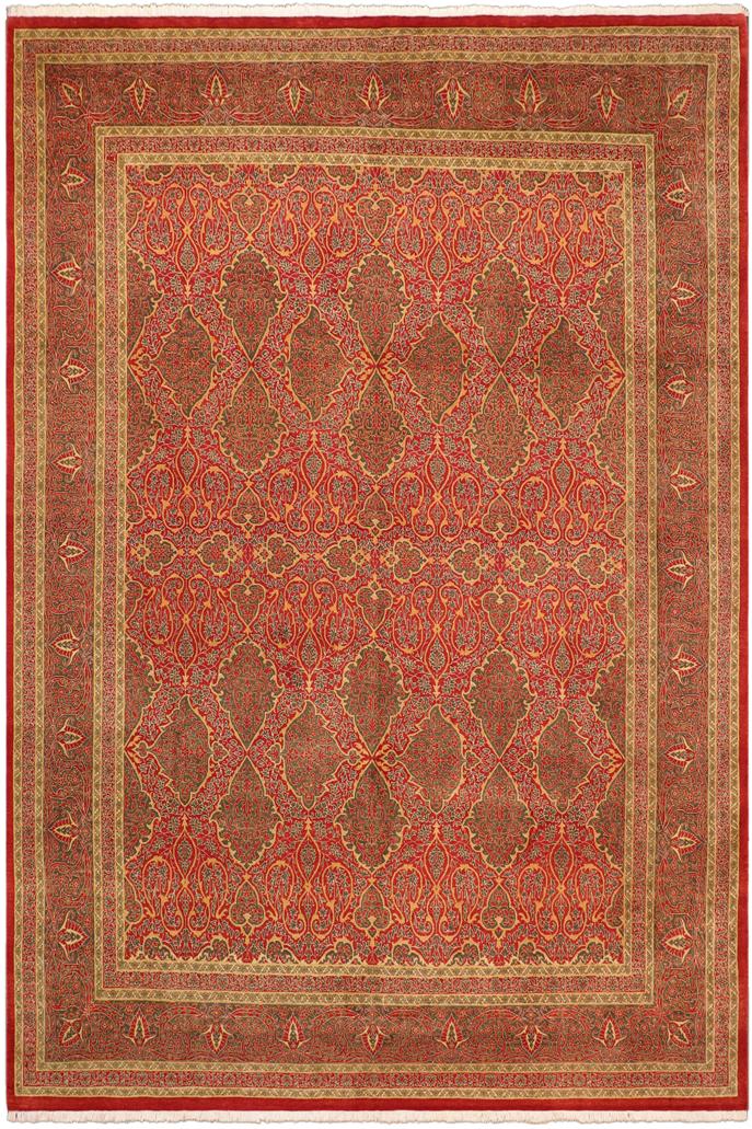Traditional Veg Dye Gretta Rust Green Hand Knotted Area rugs 9 x 12