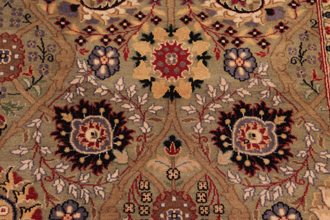 handmade Transitional Tabriz Green Beige Hand Knotted RECTANGLE 100% WOOL area rug 8x10