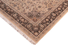 handmade Traditional Isphan Taupe Black Hand Knotted RECTANGLE 100% WOOL area rug 8x10