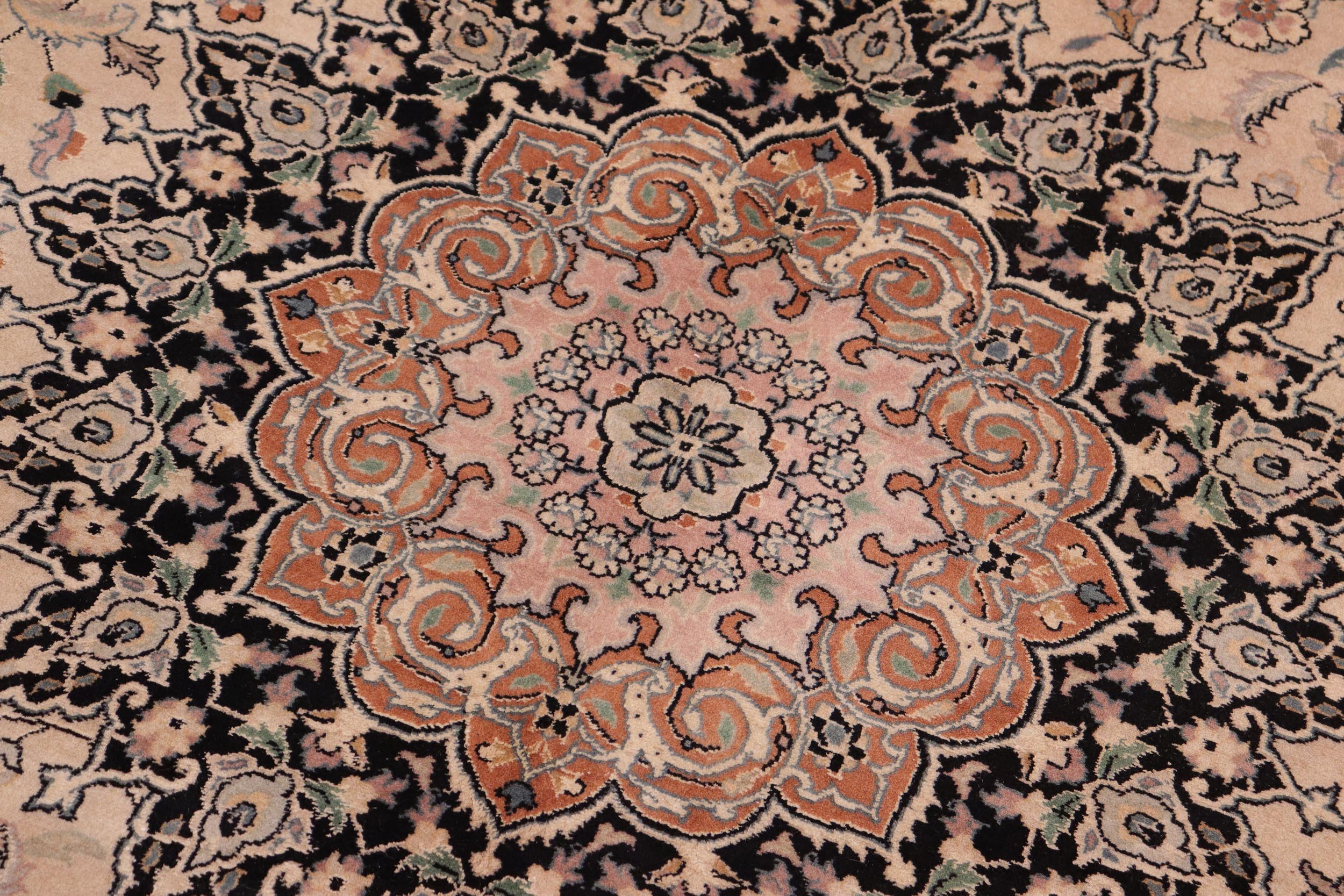 handmade Traditional Isphan Taupe Black Hand Knotted RECTANGLE 100% WOOL area rug 8x10