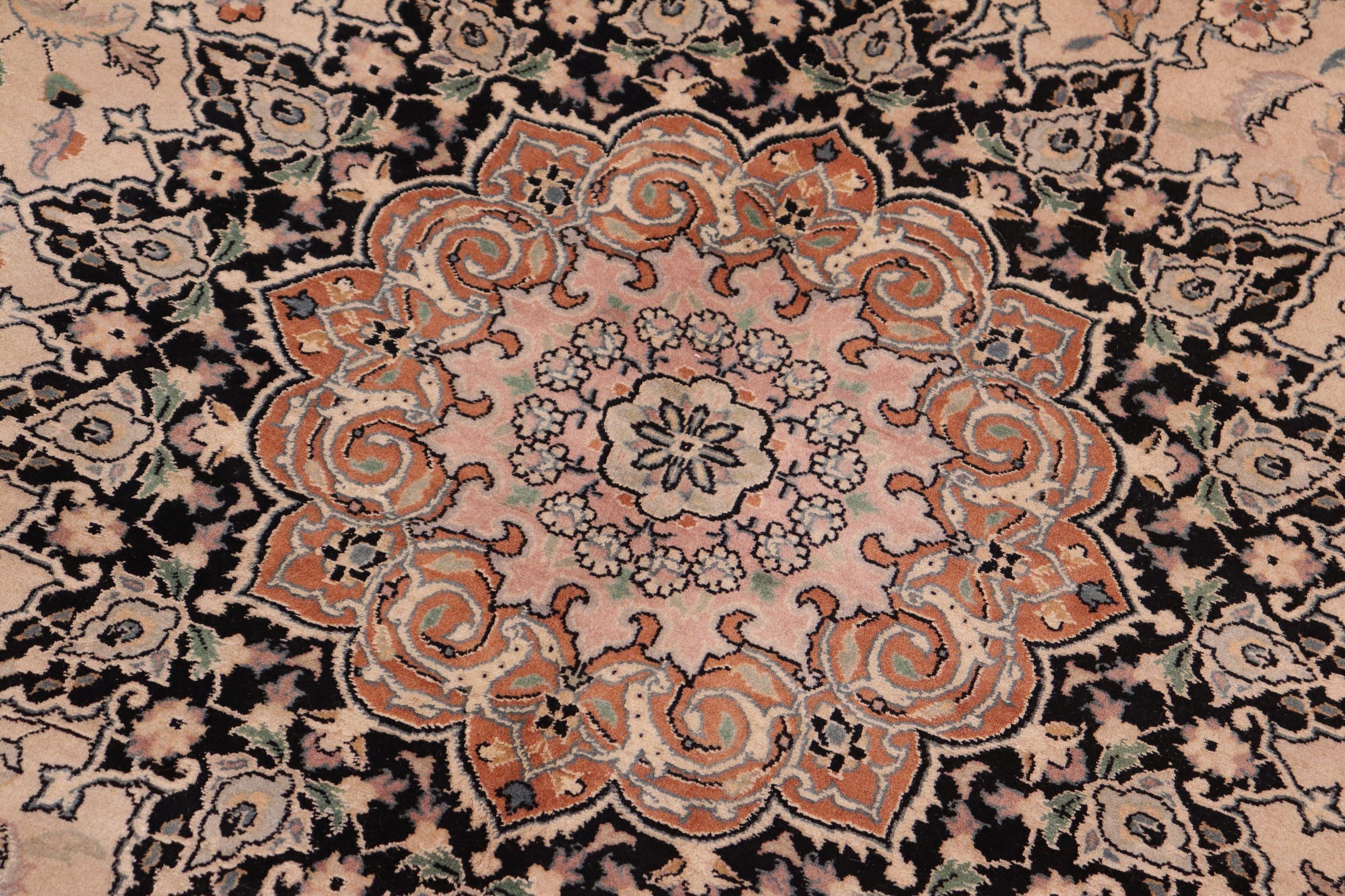 handmade Traditional Isphan Taupe Black Hand Knotted RECTANGLE 100% WOOL area rug 8x10